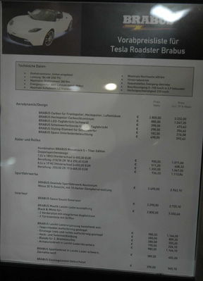 Tesla Brabus Preisliste
man beachte die Extras wie Soundgenerator...
