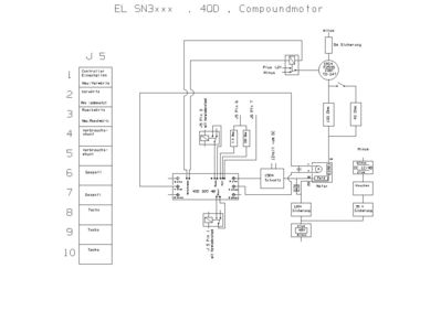 Umbau Schaltplan
EL SN 3xxxx mit 4QD und Compoundmotor
Der 4QD bekommt das Plus über der Feldspule.
Die Compoundspule wird über IGBT geschaltet 
