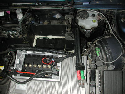 Batteriekasten oben
Die Batterien lassen sich entnehmen wenn das Blech (am oberen Bildrand) hochgebogen wird
