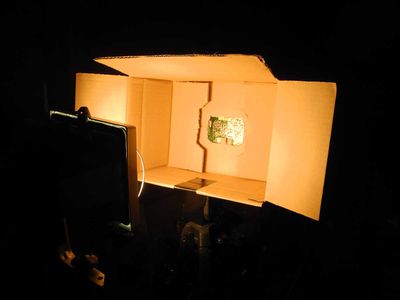 Aufbau Durchleuchtung 1
Die Bauleuchte darf ruhig stärker (heller) sein
